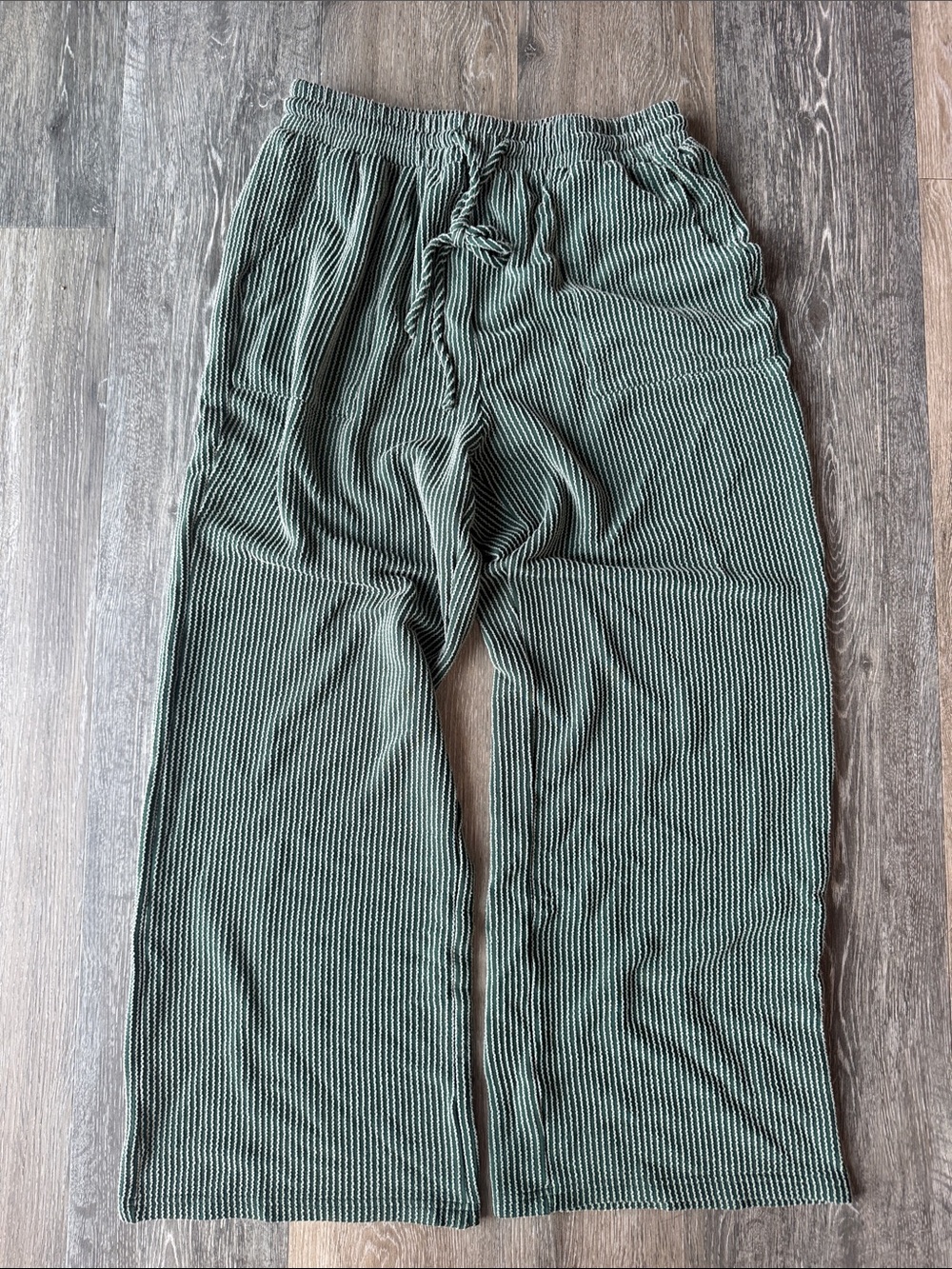 Womens Olive Green Ribbed Drawstring Pants